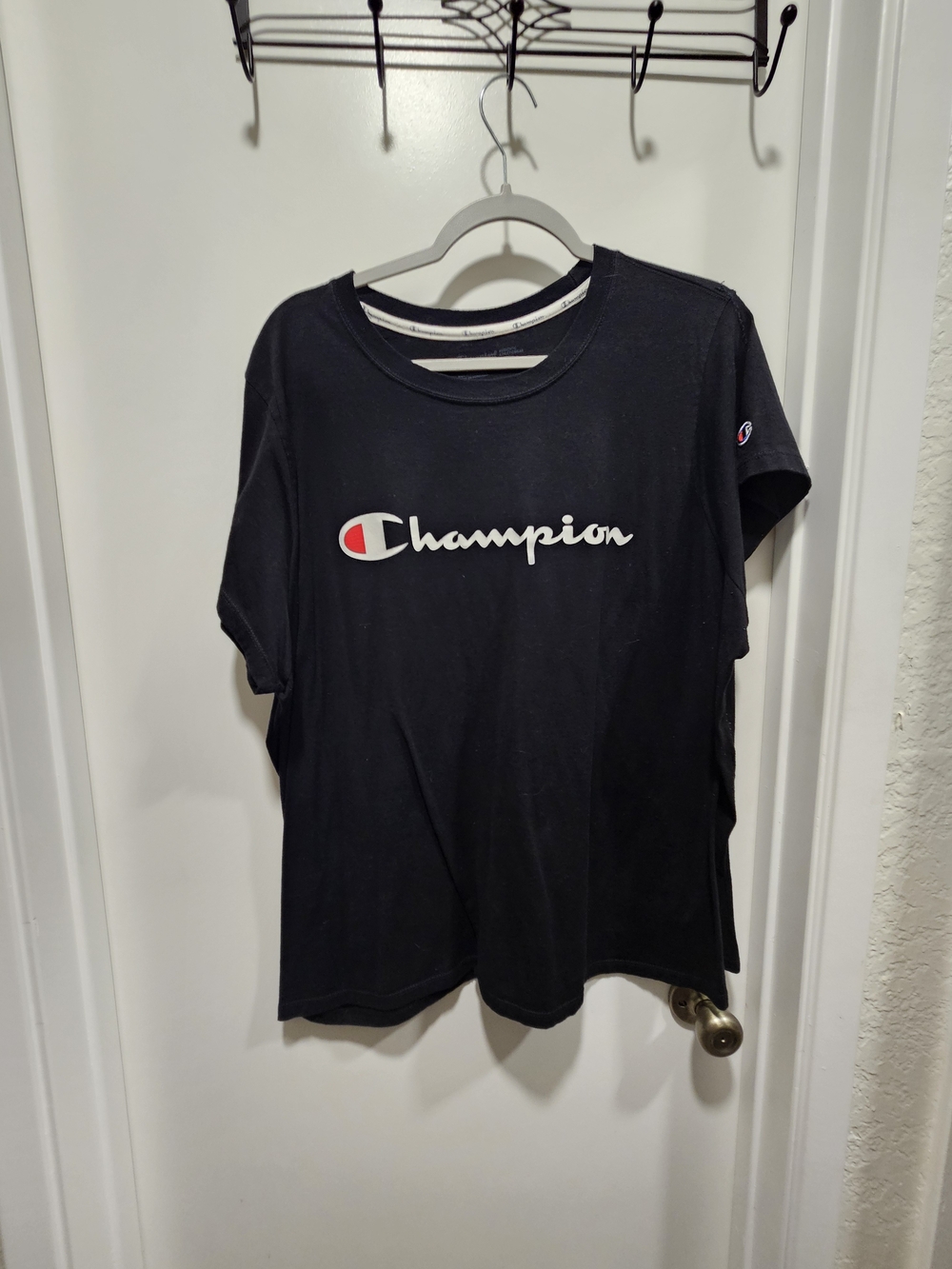 Champion Women's Black Logo Crewneck Tee